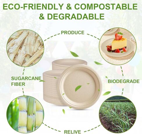 6 Inch Paper Plates 150 Counts, Heavy-Duty Disposable Small Paper Plates, Compostable Plates, Made Of Natural Bagasse, Eco-Friendly Sugarcane Plates in Saudi Arabia