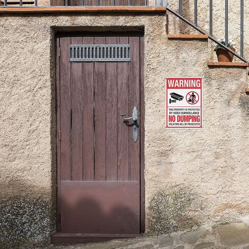 No Dumping Signs, 2PK Property Protected By Video Surveillance Sign, 14''x11'' Reflective Aluminum Warning Sign, No Public Use of Private Dumpster Sign Indoor & Outdoor Use with 6 Pre-drilled Holes in Saudi Arabia