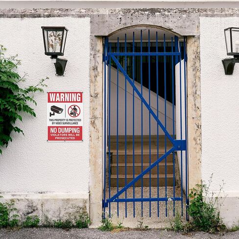 No Dumping Signs, 2PK Property Protected By Video Surveillance Sign, 14''x11'' Reflective Aluminum Warning Sign, No Public Use of Private Dumpster Sign Indoor & Outdoor Use with 6 Pre-drilled Holes in Saudi Arabia
