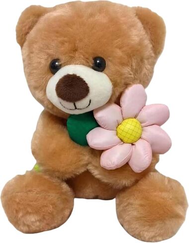 Teddy Bear Stuffed Animals, 8 Inches Teddy Bear Plush Toy with Flower Birthday Christmas Valentine’s Day Gift for Kids Girlfriend (Pink Flower) in Kuwait