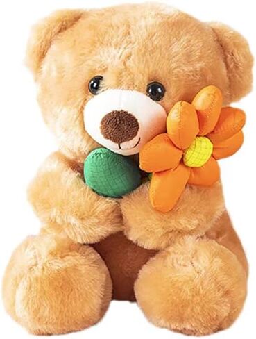 Teddy Bear Stuffed Animals, 8 Inches Teddy Bear Plush Toy with Flower Birthday Christmas Valentine’s Day Gift for Kids Girlfriend (Pink Flower) in Kuwait