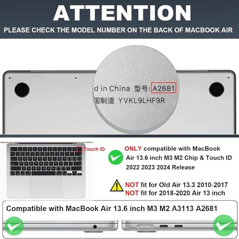 Compatible with MacBook Air 13.6 inch Case 2025 2024 2023 2022 Release M4 A3240 M3 A3113 M2 A2681, Ultra-Thin Anti-Fingerprint Gary Printed Pattern Plastic Hard Shell Cover, Cute Baby Cats in Saudi Arabia