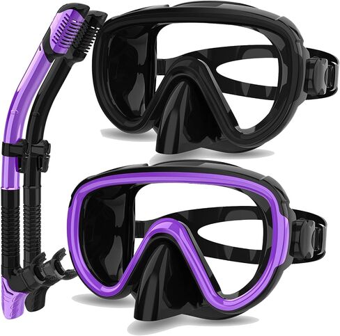 Bairuifu 2 Packs Dry Snorkel Mask Set Snorkeling Gear for Adults Scuba Diving Mask Swimming Glasses Swim Dive Mask Nose Cover Free Diving in Saudi Arabia