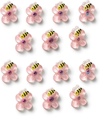 Bee on Flower 20 -Pack Miniature for Fairy Garden, Terrarium Accessories, Mini Accessories, Scrapbooking，Ear Jewelry, Hair Pins, Cartoon Nail Art Decorations - 6 Colors (Yellow) in Saudi Arabia
