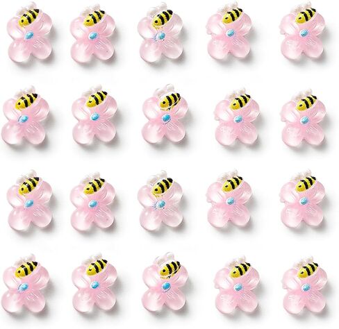 Bee on Flower 20 -Pack Miniature for Fairy Garden, Terrarium Accessories, Mini Accessories, Scrapbooking，Ear Jewelry, Hair Pins, Cartoon Nail Art Decorations - 6 Colors (Yellow) in Saudi Arabia