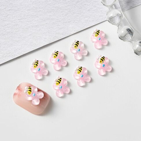 Bee on Flower 20 -Pack Miniature for Fairy Garden, Terrarium Accessories, Mini Accessories, Scrapbooking，Ear Jewelry, Hair Pins, Cartoon Nail Art Decorations - 6 Colors (Yellow) in Saudi Arabia