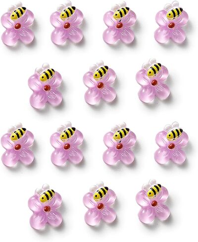 Bee on Flower 20 -Pack Miniature for Fairy Garden, Terrarium Accessories, Mini Accessories, Scrapbooking，Ear Jewelry, Hair Pins, Cartoon Nail Art Decorations - 6 Colors (Yellow) in Saudi Arabia