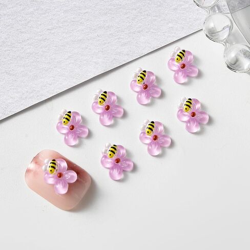 Bee on Flower 20 -Pack Miniature for Fairy Garden, Terrarium Accessories, Mini Accessories, Scrapbooking，Ear Jewelry, Hair Pins, Cartoon Nail Art Decorations - 6 Colors (Yellow) in Saudi Arabia