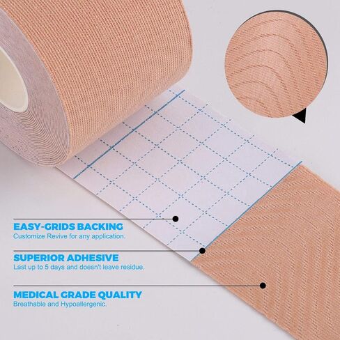 Kinesiology Tape (4 Pack) Athletic Tape 16.4ft Water Resistant Kinetic Uncut Sports Tape for Knees, Ankles, Shoulder, Pain Relief, Injury Recovery and Physio Therapy in Saudi Arabia