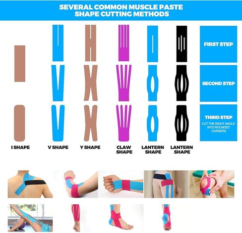 Kinesiology Tape (4 Pack) Athletic Tape 16.4ft Water Resistant Kinetic Uncut Sports Tape for Knees, Ankles, Shoulder, Pain Relief, Injury Recovery and Physio Therapy in Saudi Arabia