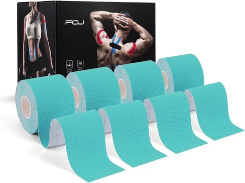 Kinesiology Tape (4 Pack) Athletic Tape 16.4ft Water Resistant Kinetic Uncut Sports Tape for Knees, Ankles, Shoulder, Pain Relief, Injury Recovery and Physio Therapy in Saudi Arabia