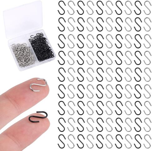 200pcs Mini S Hooks for Hanging, 1/2 Inch Stainless Steel Tiny Miniature Ornament Hooks Metal Wire Small S-Shaped Hangers Connectors for Jewelry Making DIY Craft Keychain (Silver) in Saudi Arabia