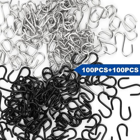 200pcs Mini S Hooks for Hanging, 1/2 Inch Stainless Steel Tiny Miniature Ornament Hooks Metal Wire Small S-Shaped Hangers Connectors for Jewelry Making DIY Craft Keychain (Silver) in Saudi Arabia