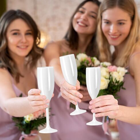 Champagne Flute Acrylic Champagne Glasses Wedding Toasting Champagne Flute Goblet Plastic Reusable Unbreakable Champagne Cups for Bachelorette Wedding Bridal Shower Party (Pink, 10) in Saudi Arabia