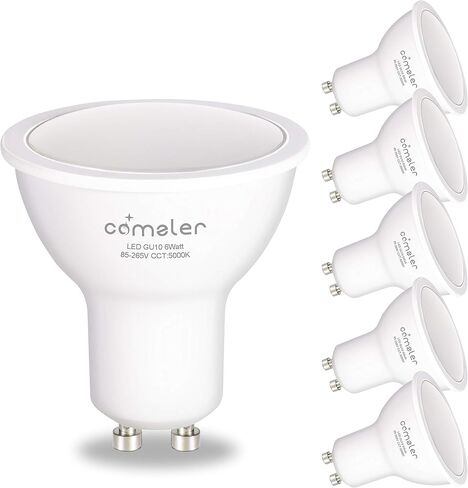comzler GU10 LED Bulb Dimmable, 50W Halogen Equivalent GU10, 2700K Soft White GU10 Bulb Replacement for Track Lighting, MR16 GU10 Light Bulb LED 4W，120°Beam Angle，400LM 120V, Pack of 6, ETL Listed in Kuwait