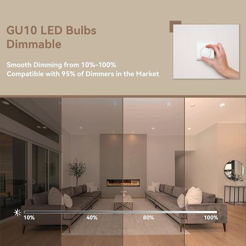 Comzler GU10 LED LED Dimmable ، 50W مكافئ الهالوجين GU10 ، 2700K بديل GU10 أبيض ناعم لإضاءة المسار ، MR16 GU10 المصباح الكهربائي LED 4W ， 120 ° زاوية شعاع ， 400LM 120V ، حزمة 6 ، ETL مدرجة in Kuwait