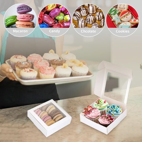 23 Kraft Paper Boxes with Window 4.13 x 4.13 x 1.18 Inch Candy Packaging, Small Gift Boxes, Soap holder, Mini Treat Packaging for Bakery Chocolate Jewelry Display(White) in Saudi Arabia