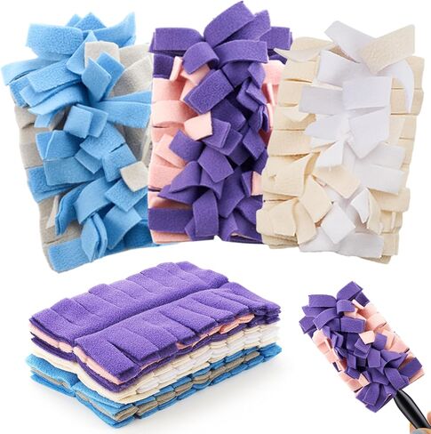 Zubebe 12 Pcs Duster Refill Fleece Refills Hand Dusters Cleaning Reusable Duster Pads Washable Dusters for Cleaning Ceiling Fan Hardwoods Window Kitchen Floor (Colourful) in Kuwait