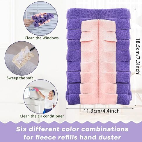 Zubebe 12 Pcs Duster Refill Fleece Refills Hand Dusters Cleaning Reusable Duster Pads Washable Dusters for Cleaning Ceiling Fan Hardwoods Window Kitchen Floor (Colourful) in Kuwait