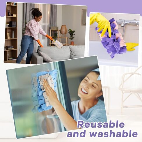 Zubebe 12 Pcs Duster Refill Fleece Refills Hand Dusters Cleaning Reusable Duster Pads Washable Dusters for Cleaning Ceiling Fan Hardwoods Window Kitchen Floor (Colourful) in Kuwait