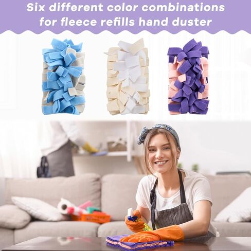 Zubebe 12 Pcs Duster Refill Fleece Refills Hand Dusters Cleaning Reusable Duster Pads Washable Dusters for Cleaning Ceiling Fan Hardwoods Window Kitchen Floor (Colourful) in Kuwait