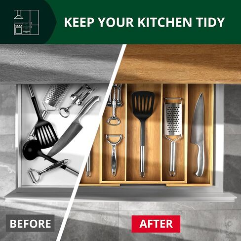 ROYAL CRAFT WOOD Luxury Bamboo Kitchen Drawer Organizer - Silverware Organizer - Utensil Holder and Cutlery Tray with Grooved Drawer Dividers for Flatware and Kitchen Utensils (5 Slot, Natural) in Kuwait