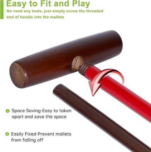 32’’ Six Player Croquet Set, Regulation [Vintage Archaize] Croquet Set with Wooden Mallets/Colored Ball/Wickets/Stakes for Adults/Teenagers/Family-Perfect for Lawn/Backyard Game/Park in Kuwait