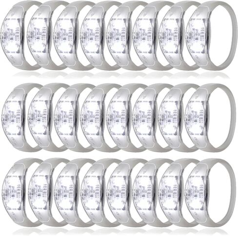 24 Pcs LED Glow Bracelets Sound Activated Bracelet Glow Bracelets with Flashing LED Strobe for Wedding,Carnival,Concerts , Night Events, Rave, Game Prizes, Birthday Party Favor (white) in Saudi Arabia