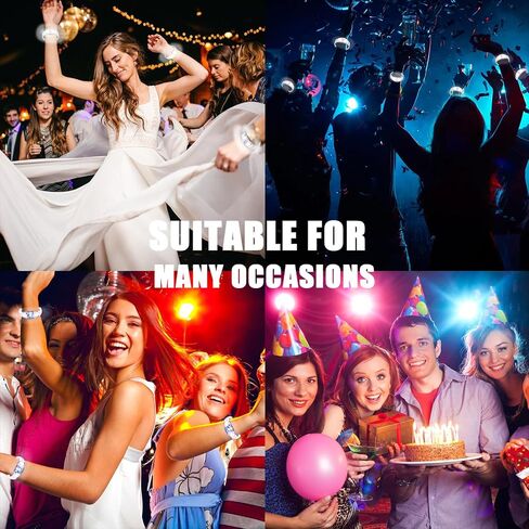 24 Pcs LED Glow Bracelets Sound Activated Bracelet Glow Bracelets with Flashing LED Strobe for Wedding,Carnival,Concerts , Night Events, Rave, Game Prizes, Birthday Party Favor (white) in Saudi Arabia