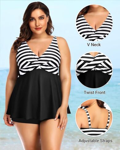 Plus Size Tankini Top Only - Flowy Bathing Suits Top Plus Size Swim Top 2025 Modest Swimsuits Top in Kuwait
