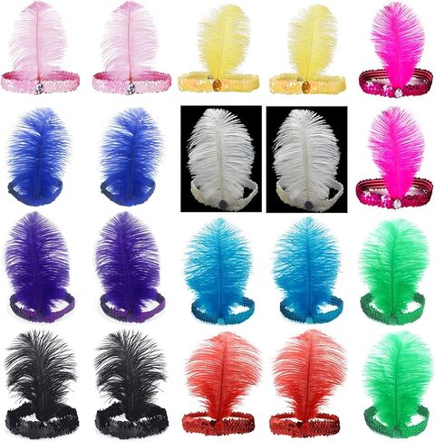 The Only One Colorful Sequins Headband 1920s Carnival Party Halloween Accessory Party Feather Headband For Women in Saudi Arabia
