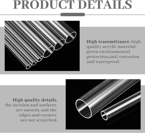 30 Pcs Acrylic Tube Rigid Acrylic Pipe Wall Thickness Round Cylinder Clear Pipe Plastic Hard Clear Tubing DIY Acrylic Tube for Advertising Lighting (16 Inch Long) (1 Inch) in Kuwait