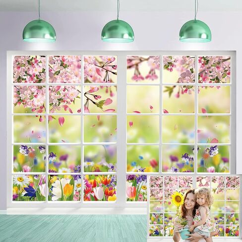 Spring Backdrop for Photography Spring Window Nature Pink Flowers Background 7x5FT Easter Party Decorations Baby Shower Kids Portrait Photo Booth Props (84x60 inch) in Kuwait