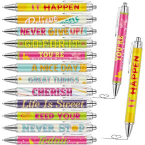 Pasimy 24 Pcs Motivational Inspirational Pens Black Ink Affirmation Pens with Encouraging Messages Diary Writing Inspirational Gifts for Women Men Office Working School Students, 10 Style