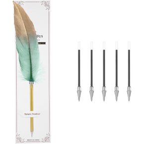 قلم ريشة عتيقة ، وأقلام ريشة ريشة ، والاستبدال الأساسية ، Witch Fancy Wedding Quill Pens لتوقيع دفتر الضيوف ، وريش الزفاف كتابة هدايا زفاف أزياء الأزياء Quill