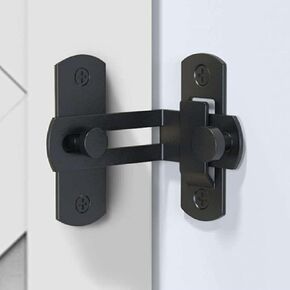Door Hasp Latch 90 Degree, Stainless Steel Safety Angle Locking Latch for Push/Sliding/Barn Door, 2 Pieces Black