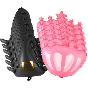 12PCS Witch Party Decorations ، 6 Balloons Witch Hat Black و 6 بالونات Princess Croون