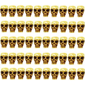 Qtmy 4mm Hole Hole Macroporous Skull Metal Spacer Beads for Diy Halloween Crafts Jewelry Making Supplies بكميات كبيرة (الفضة العتيقة)