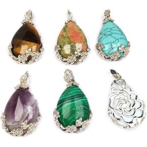 Le Sky Natural Stone Pendants شكل سحر Waterdrop مختلط سحر قلادة العقيق الكريستال