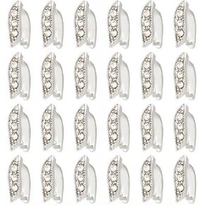 Sunnyclue 1 Box 40pcs Panch Bails Bails Brass Pitch Clips Rhinestone Snap on Leaf Plug على شكل جليدي اختيار ربط موصل قلادة لمشابك المجوهرات DIY الإمدادات