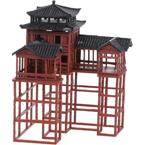 Supvox Aquarium Castle Decorations Classical Asian Asian Pagoda تمثال ، تماثيل برج الضريح اليابانية الشرقية لحديقة Zen ، زخارف خزان الأسماك ، القهوة ، 3.26x2.36x2.36 بوصة