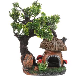 Logofun Aquarium Mushroom House Mushroom Fish Hideout House Resin Mostroom Hideaway Shelter Cave Ornament for Aquarium Fish Tank Decorations