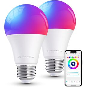 Brizled Smart Light Bulbs, Color Changing Light Bulb, RGBWW LED Light Bulbs App Control, E26 A19 Dimmable Smart Bulb Work with Alexa Google Home, 2.4Ghz WiFi Light Bulb, Music Sync, 9W, 806 LM, 4 Pack