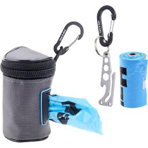 Kare & Kind Pet Waste Bag Dispenser with Dog Poop Holder- Clip On Zippered Poop Bag Holder - Also Includes Pet Waste Bags, Carabiner- Attaches to Leash, Belt, Harness,Collar, Stroller, Backpack