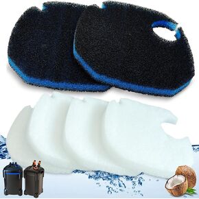 Large Cotton White Floss Pads and Activated Carbon Sponge Bio Filter Pads Refill Kit for AMOSIJOY Aquarium Canister Filter(396/528/660GPH)