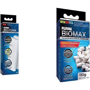 Fluval U3 Underwater Filter Media Replacement Bundle, 2-Pack Foam Pad and BioMax, Filter Media for Aquariums up to 40 Gallons