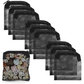 حقائب الوسائط 10pcs لـ Aquarium ، أكياس شبكية سوداء مع سحاب ، وسائط مرشح Fishbowl القابلة لإعادة الاستخدام للكربون المنشط ، وكرات المرشح الحيوي ، وحجارة المرشحات ، وحلقات السيراميك (3.93 × 3.93 بوصة)