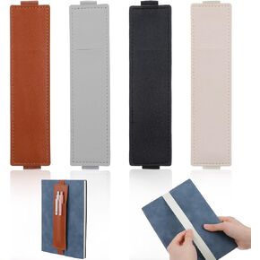 حامل القلم المرن 4pcs لدفتر الملاحظات ، حامل قلم رصاص قابل للتعديل ، حالة حقيبة الأكمام الجلدية Pu Pen للمجلات الغلاف ، الكتاب المقدس ، دفتر الملاحظات ، المخططين ، المجلدات والكتب