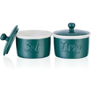 Salt and Pepper Bowls, Candiicap 8oz Salt Cellar with Lid, Stacked Ceramic Salt Pepper Container with Ceramic Lid, Salt Box for Countertop, Modern Farmhouse Kitchen Decor, Set of 2(Sakura Pink)