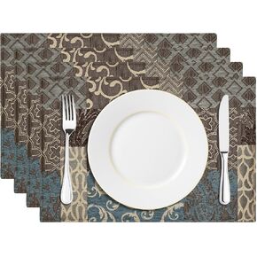 Loom and Mill Luxury Table Runner 90 Inches Long, Patchwork Chenille Damask Jacquard Dining Table Runners with Multi-Tassels for Dining Room Dresser Party Holiday Banquet Decorations (Blue,13*90 inch)